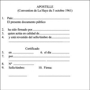 ejemplo de como es la apostilla de la haya